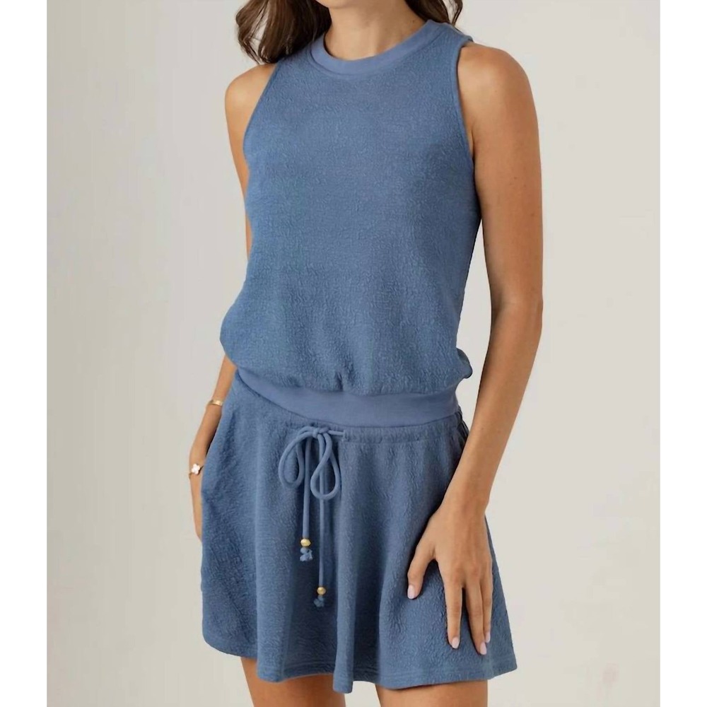 Sundays by wearesundays Blue Textured Cutout Back Amory Mini Dress Medium